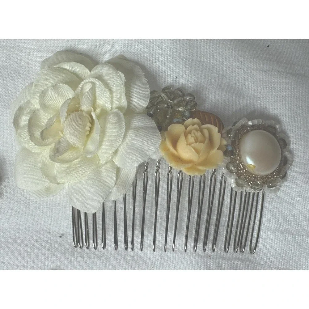 Hair Jewelry Combs Handmade Lot Of 15 Sparkle Prom Wedding Ceramic‎ Flowers